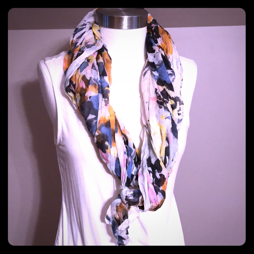 Cream with flower pattern scarf.